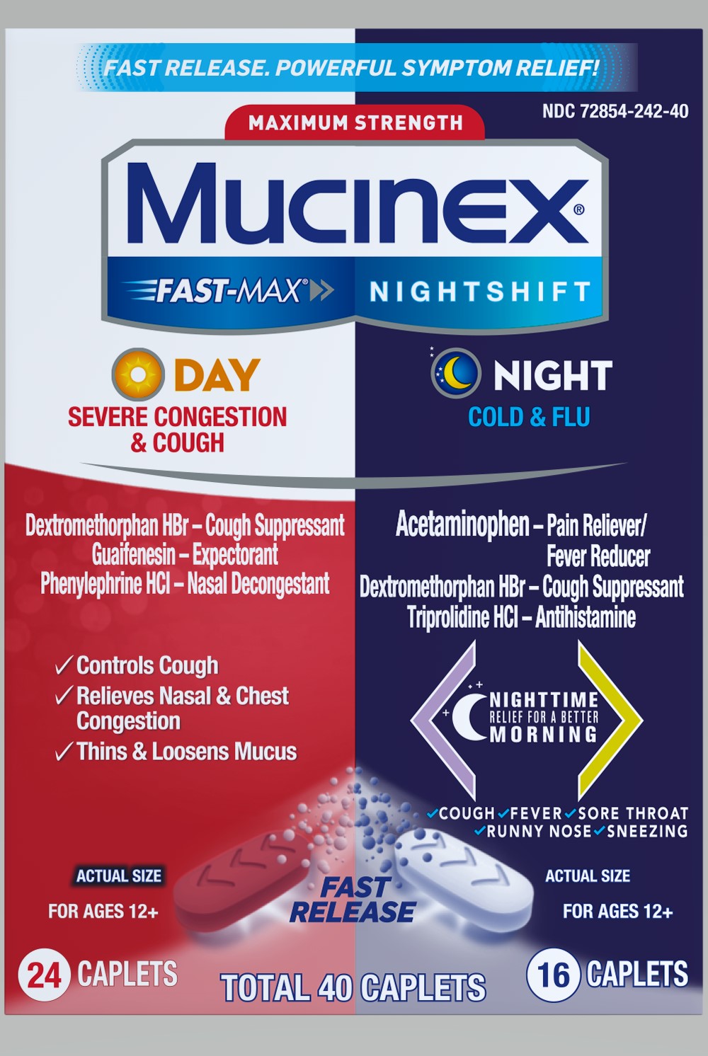 MUCINEX® Nightshift® Night Cold & Flu Caplets 